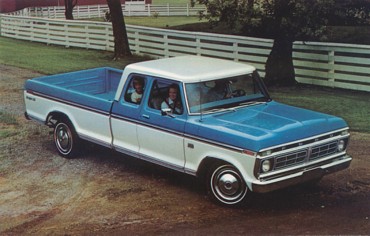 Featured is a postcard image of a vintage pick-up truck ... a 1976 Ford Supercab F250 Ranger XLT.  The original unused postcard is for sale in The unltd.com Store.